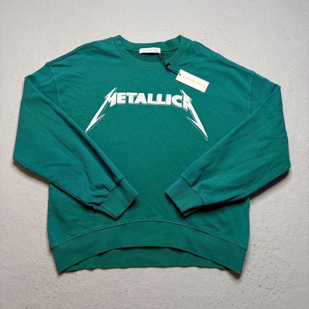 Daydreamer Metallica Sweatshirt Women M Green Birth School Metallica Death NWT - Picture 3 of 14